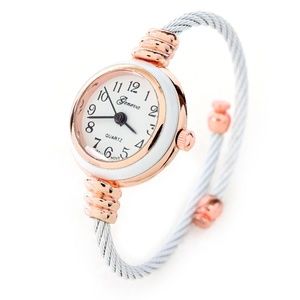 White Rose Gold Petite Size Bangle Cuff Watch